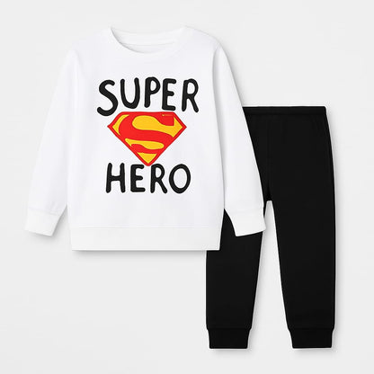 Super Hero Kids Tracksuit – White & Black