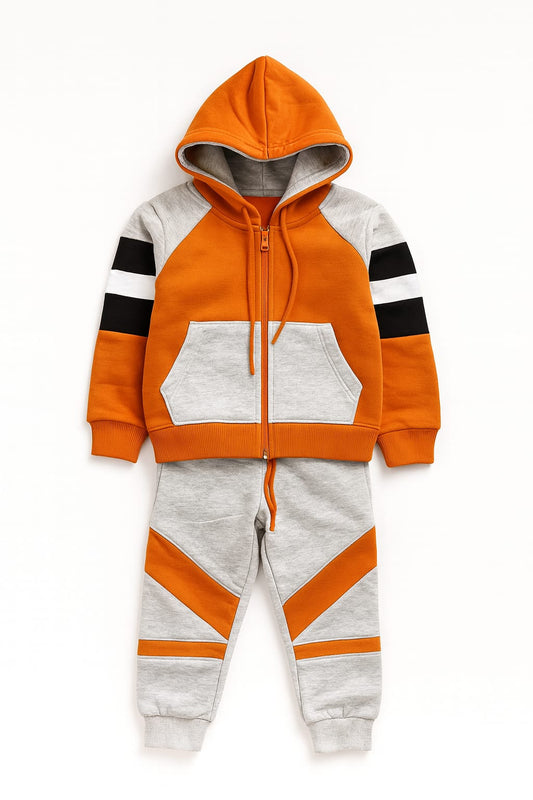 Orange & Grey hoodie Set