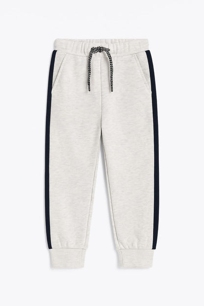 Grey Fleece Joggers with black Side Stripe – TinyTrendz