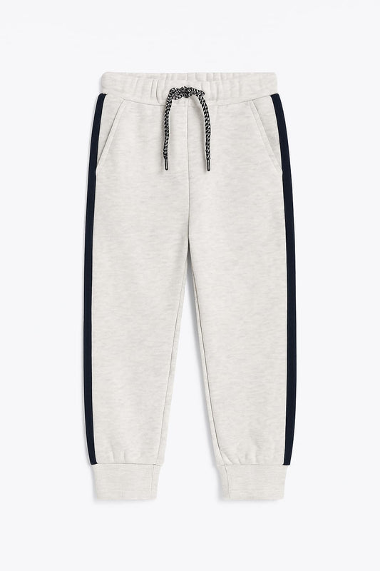 Grey Fleece Joggers with black Side Stripe – TinyTrendz