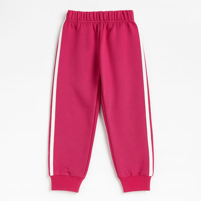 Hot Pink Fleece Joggers with White Side Stripes – TinyTrendz