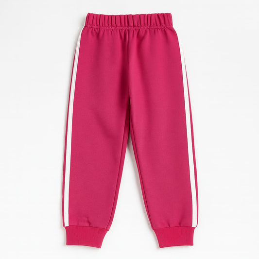 Hot Pink Fleece Joggers with White Side Stripes – TinyTrendz