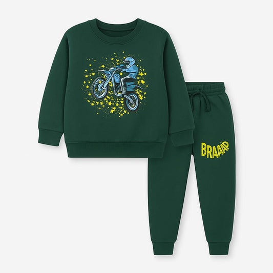 Braaap Rider Kids Tracksuit – Forest Green