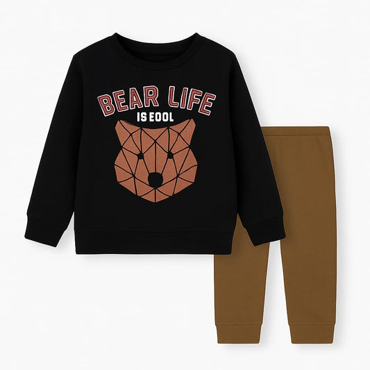 Bear Life Kids Tracksuit – Black & Brown