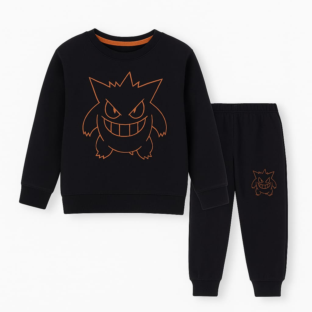 Shadow Grin Kids Tracksuit – Black & Orange