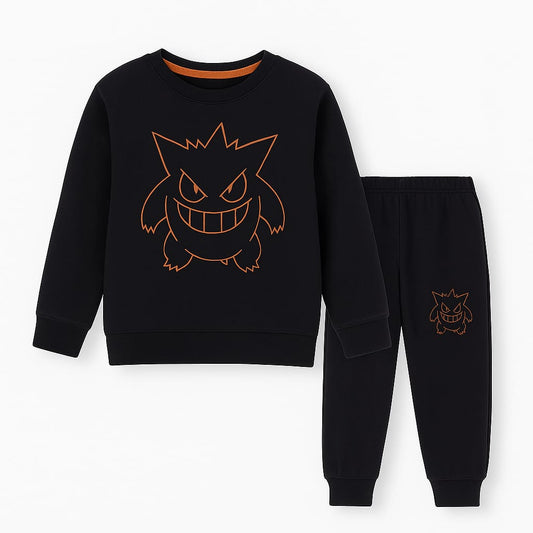 Shadow Grin Kids Tracksuit – Black & Orange