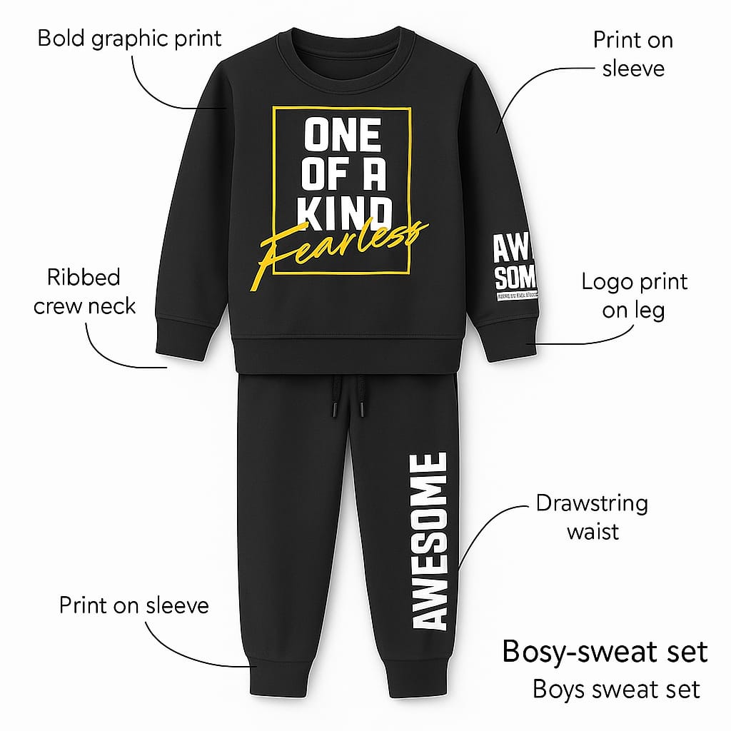 Charcoal “One of a Kind – Fearless” Fleece Pajama Set
