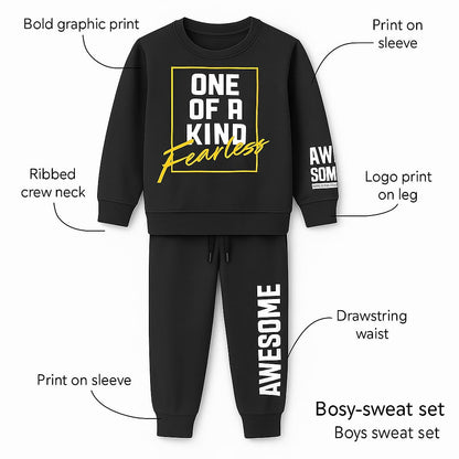 Charcoal “One of a Kind – Fearless” Fleece Pajama Set