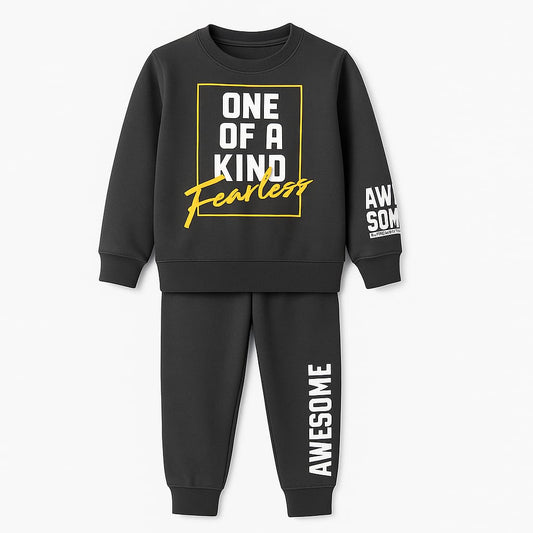Charcoal “One of a Kind – Fearless” Fleece Pajama Set