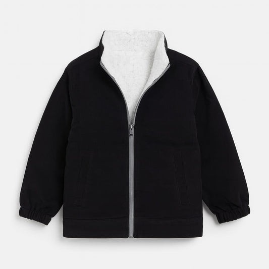 Black Baby Cord Jacket with Sherpa Lining – TinyTrendz