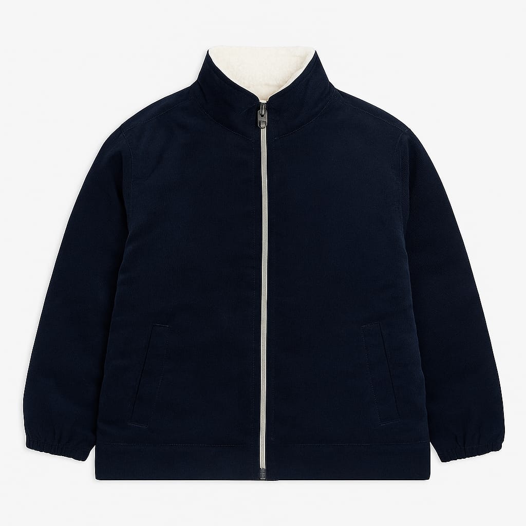 Navy Mini Cord Sherpa Winter Jacket
