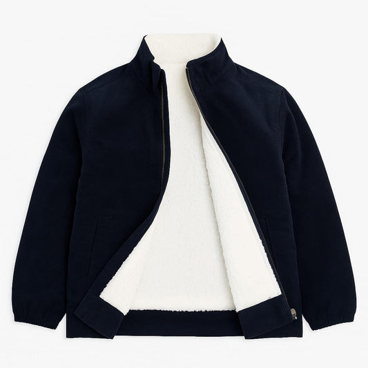 Navy Mini Cord Sherpa Winter Jacket