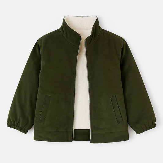 Olive Mini Cord Sherpa Winter Jacket