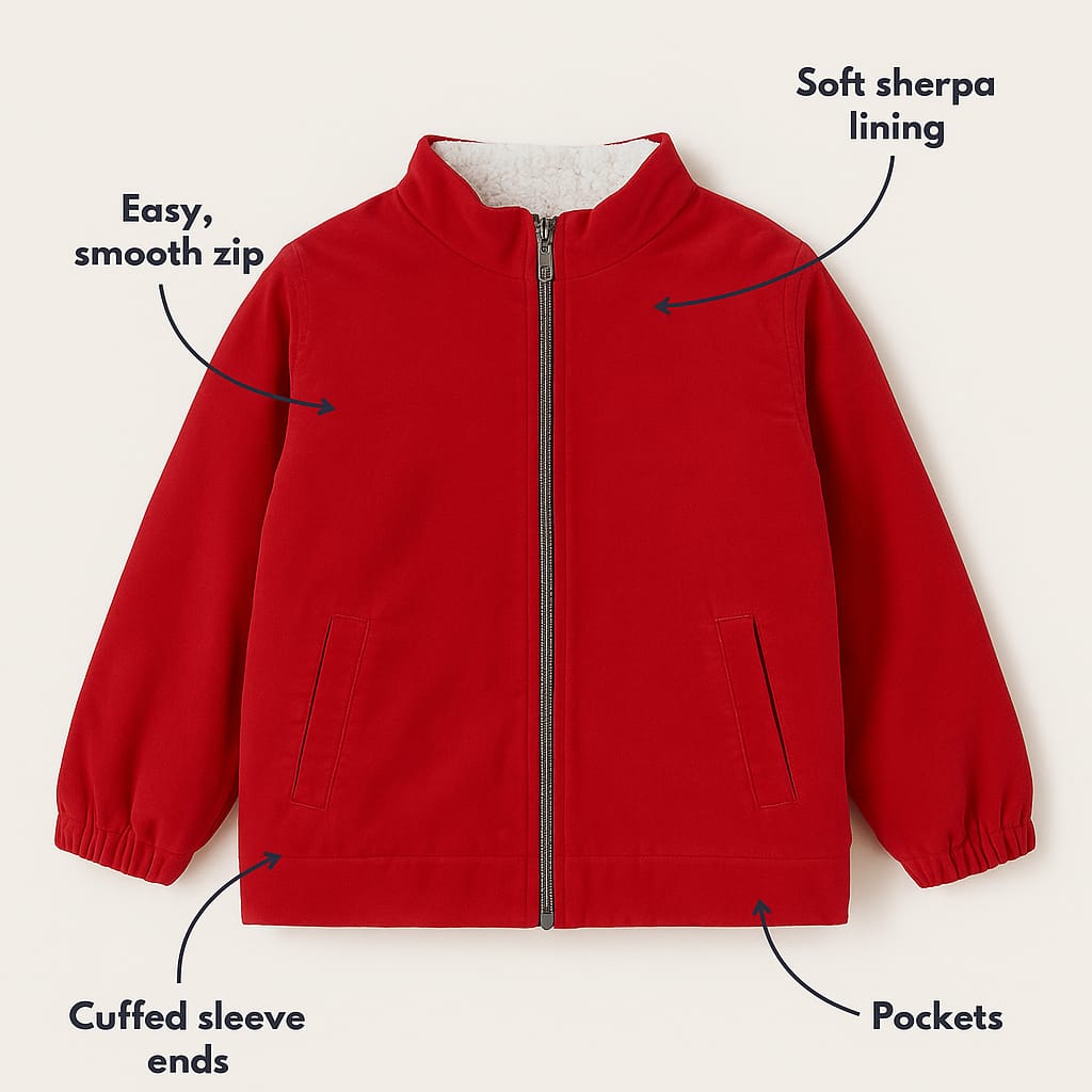 TinyTrendz Bright Red Mini-Cord Sherpa Jacket
