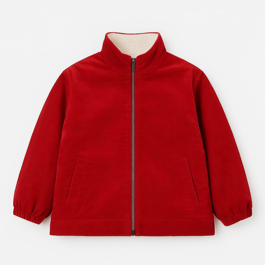 TinyTrendz Bright Red Mini-Cord Sherpa Jacket
