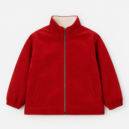 TinyTrendz Bright Red Mini-Cord Sherpa Jacket