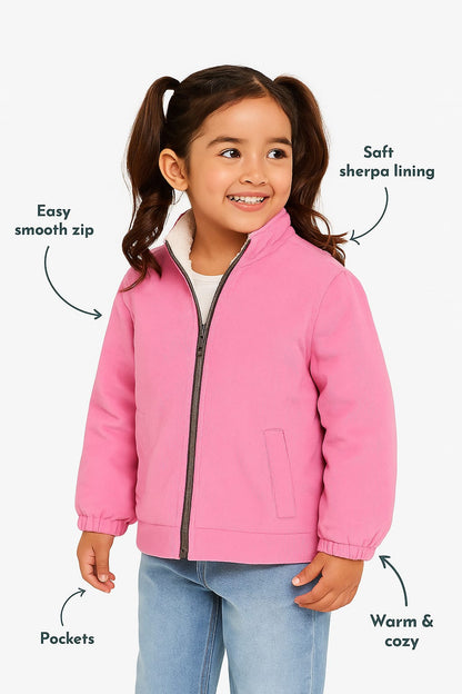 Barbie Pink Mini Cord Sherpa Jacket – Ultra Soft Winter Wear
