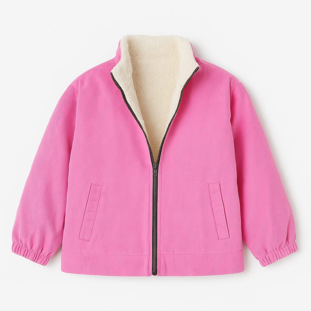Barbie Pink Mini Cord Sherpa Jacket – Ultra Soft Winter Wear