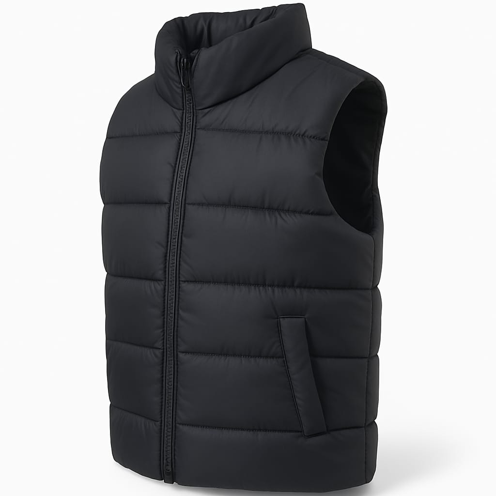Kids Black Puffer Vest – Warm, Lightweight Winter Gilet