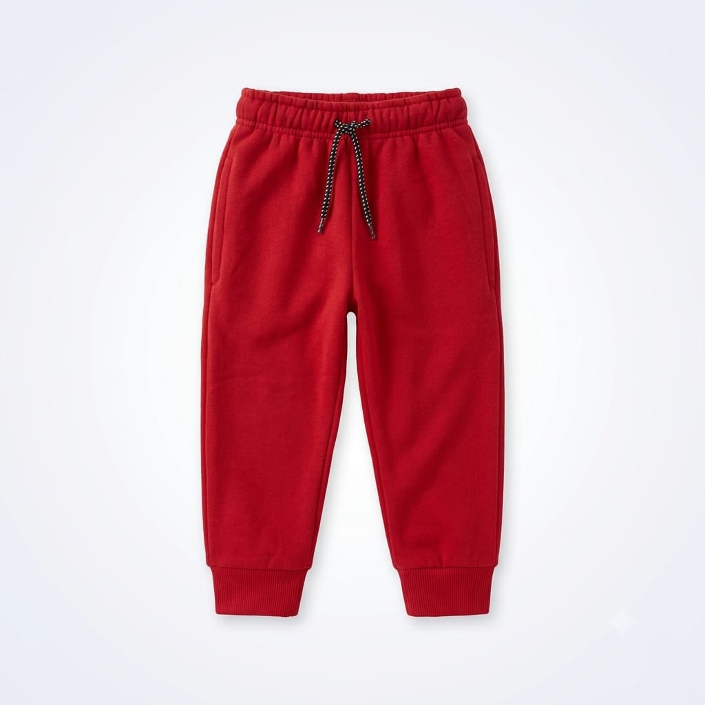 Classic Kids’ Two-Stripe Red Fleece Joggers