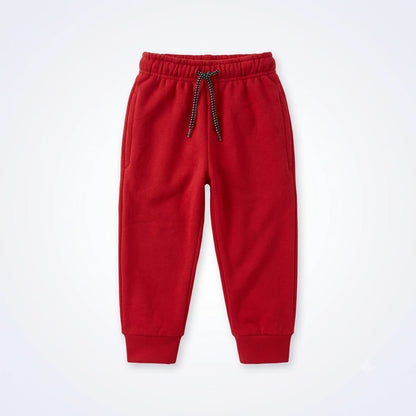 Classic Kids’ Two-Stripe Red Fleece Joggers