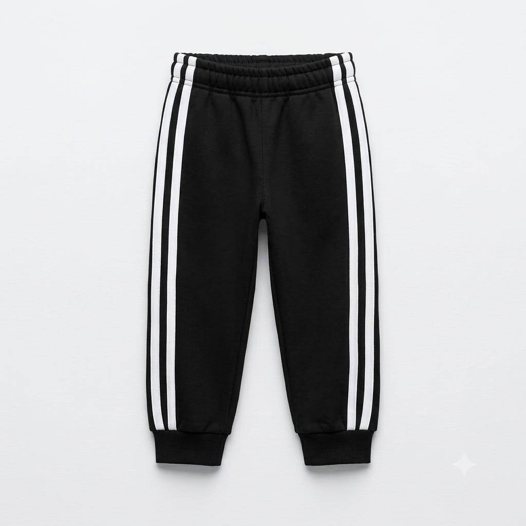 Classic Kids’ Two-Stripe Black Fleece Joggers