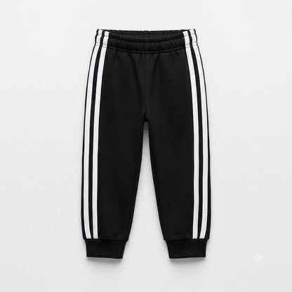 Classic Kids’ Two-Stripe Black Fleece Joggers