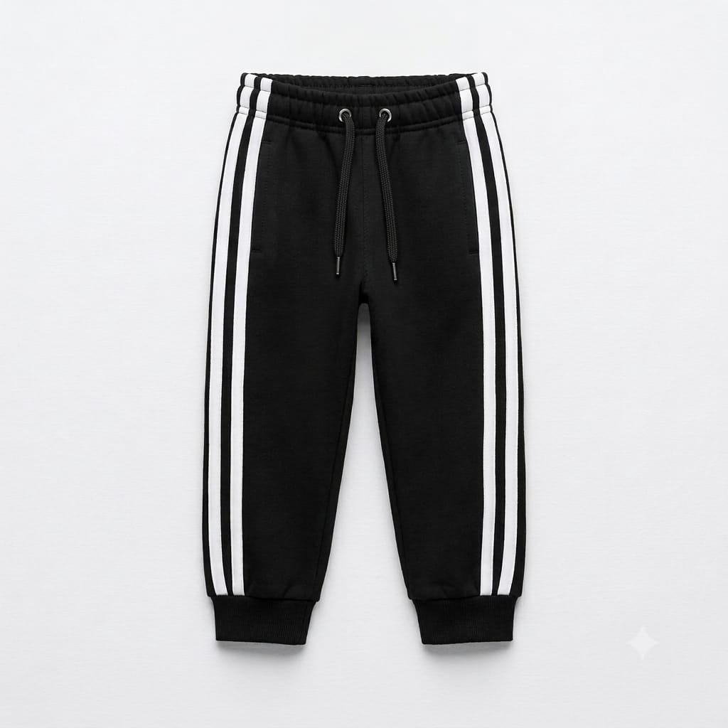 Classic Kids’ Two-Stripe Black Fleece Joggers