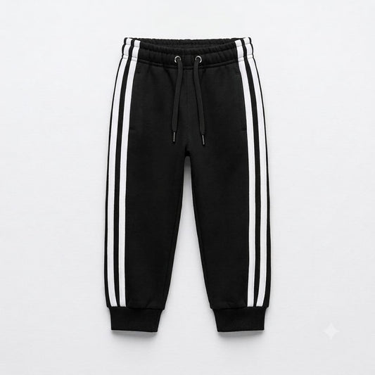 Classic Kids’ Two-Stripe Black Fleece Joggers