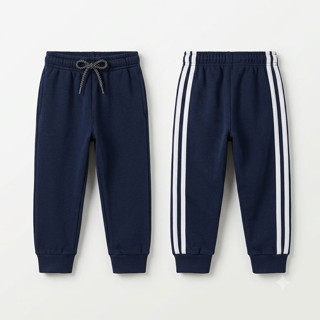 Classic Kids’ Two-Stripe Navy Fleece Joggers