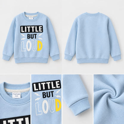 Kids Sky Blue "Little But Loud" Graphic Sweatshirt