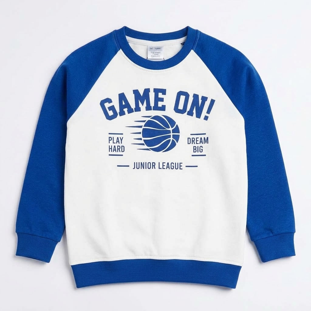 Kids "Game On" Royal Blue Basketball Raglan Tracksuit Set