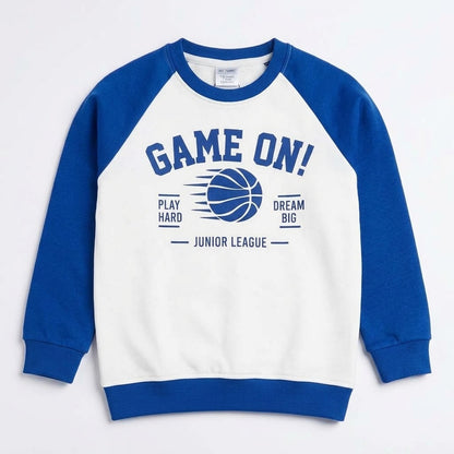 Kids "Game On" Royal Blue Basketball Raglan Tracksuit Set