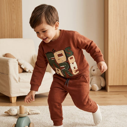 Kids' "ROARSOME" Puffy Graphic Fleece Tracksuit Set