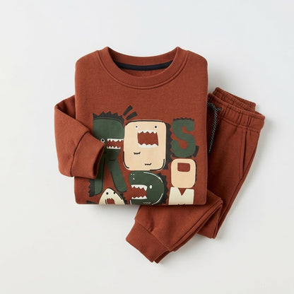 Kids' "ROARSOME" Puffy Graphic Fleece Tracksuit Set