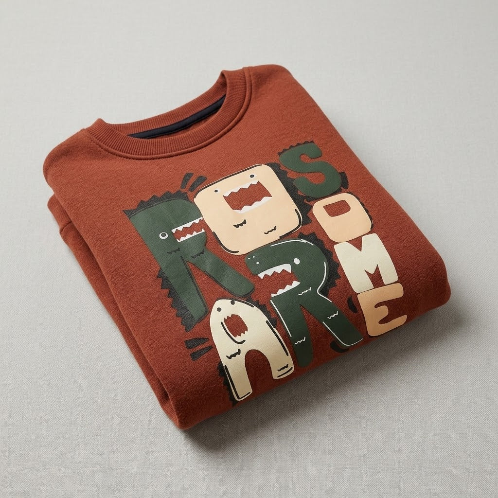 Kids' "ROARSOME" Puffy Graphic Fleece Tracksuit Set