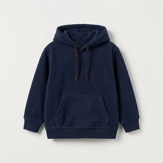 Classic Navy Blue Kids’ Fleece Pullover Hoodie