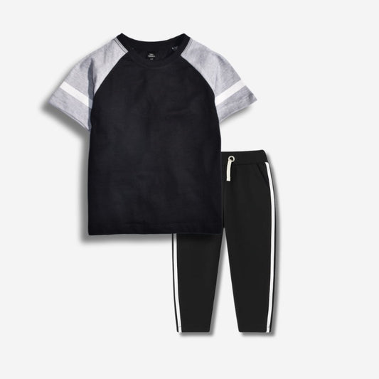 Black & grey Raglan combo (Tee+trouser)