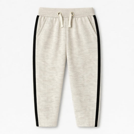 Oatmeal Classic Side Stripe Straight-Leg Joggers for Kids