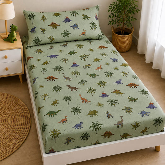 Little Dino Jungle Kids Bedsheet 🦕🌿