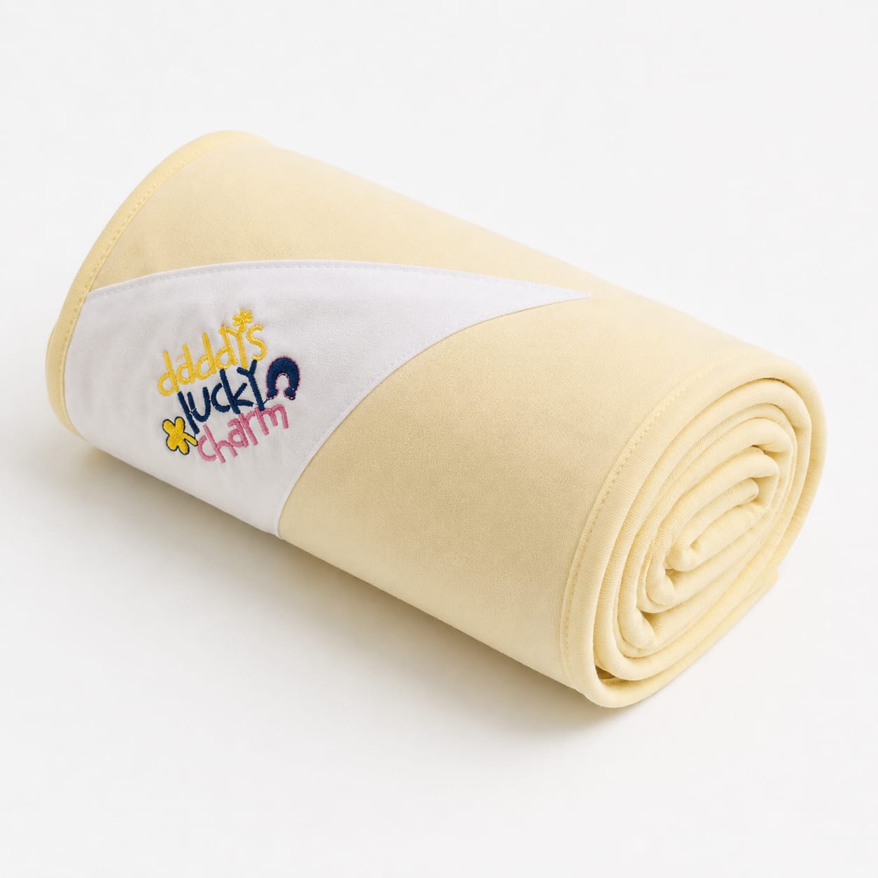 Daddy's Lucky Charm Baby Wrapping Sheet – Soft Cotton Receiving Blanket (Cream Yellow)