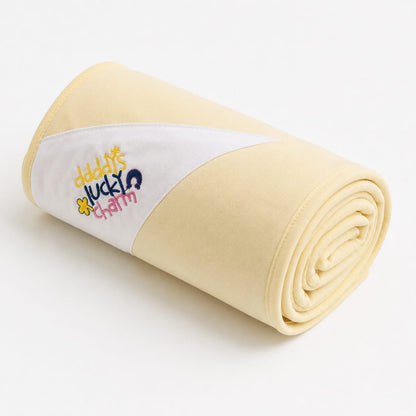 Daddy's Lucky Charm Baby Wrapping Sheet – Soft Cotton Receiving Blanket (Cream Yellow)