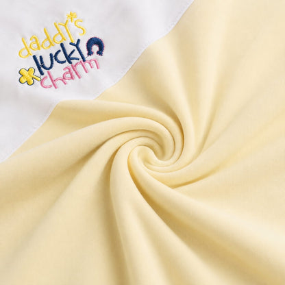 Daddy's Lucky Charm Baby Wrapping Sheet – Soft Cotton Receiving Blanket (Cream Yellow)