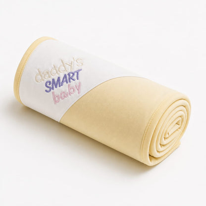 Daddy's Smart Baby Wrapping Sheet – Soft Cotton Receiving Blanket (Cream Yellow)
