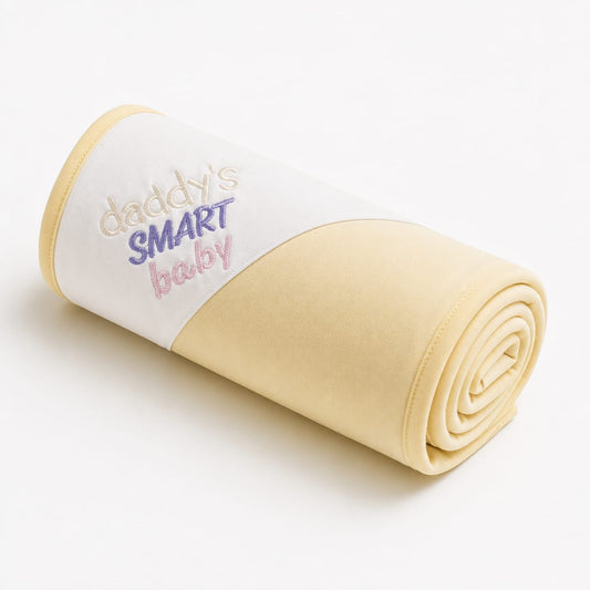 Daddy's Smart Baby Wrapping Sheet – Soft Cotton Receiving Blanket (Cream Yellow)