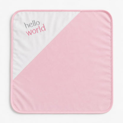Hello World Baby Wrapping Sheet – Soft Cotton Receiving Blanket (Baby Pink)