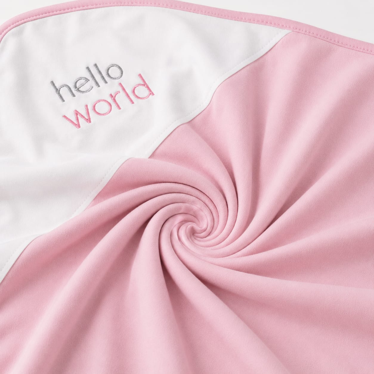 Hello World Baby Wrapping Sheet – Soft Cotton Receiving Blanket (Baby Pink)