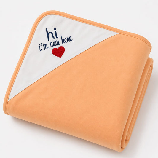 Hi I'm New Here Baby Wrapping Sheet – Soft Cotton Receiving Blanket (Peach)