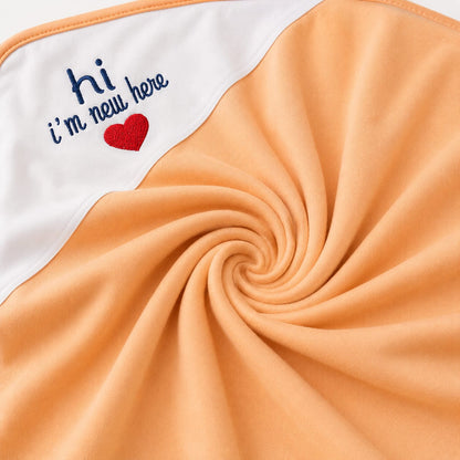 Hi I'm New Here Baby Wrapping Sheet – Soft Cotton Receiving Blanket (Peach)