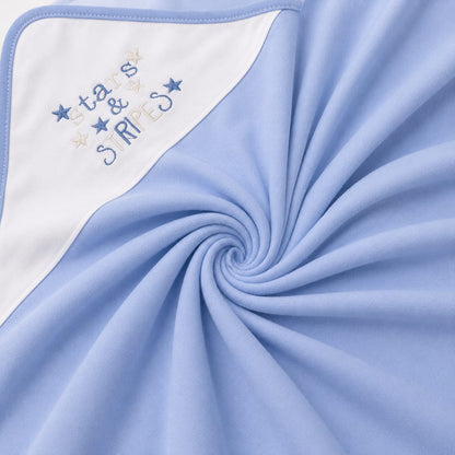 Stars & Stripes Baby Wrapping Sheet – Soft Cotton Receiving Blanket (Sky Blue)